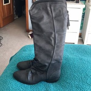 Gray riding boots